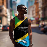Julius Nyerere Men Tank Top Education is a Way of Fighting Poverty Quote and Tanzanian Flag Alphabet - Wonder Print Shop