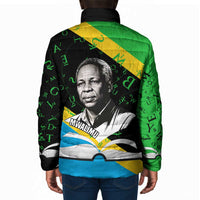 Julius Nyerere Padded Jacket Education is a Way of Fighting Poverty Quote and Tanzanian Flag Alphabet - Wonder Print Shop