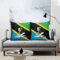 Julius Nyerere Pillow Cover Education is a Way of Fighting Poverty Quote and Tanzanian Flag Alphabet - Wonder Print Shop