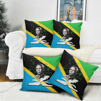 Julius Nyerere Pillow Cover Education is a Way of Fighting Poverty Quote and Tanzanian Flag Alphabet - Wonder Print Shop