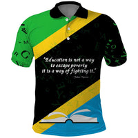 Julius Nyerere Polo Shirt Education is a Way of Fighting Poverty Quote and Tanzanian Flag Alphabet - Wonder Print Shop