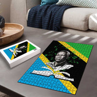 Julius Nyerere Puzzle Education is a Way of Fighting Poverty Quote and Tanzanian Flag Alphabet - Wonder Print Shop