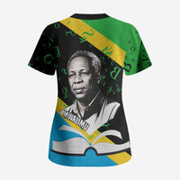 Julius Nyerere Scrub Top Education is a Way of Fighting Poverty Quote and Tanzanian Flag Alphabet - Wonder Print Shop