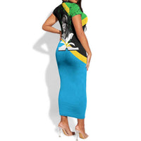 Julius Nyerere Short Sleeve Bodycon Dress Education is a Way of Fighting Poverty Quote and Tanzanian Flag Alphabet - Wonder Print Shop