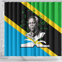 Julius Nyerere Shower Curtain Education is a Way of Fighting Poverty Quote and Tanzanian Flag Alphabet - Wonder Print Shop
