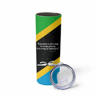 Julius Nyerere Skinny Tumbler Education is a Way of Fighting Poverty Quote and Tanzanian Flag Alphabet - Wonder Print Shop