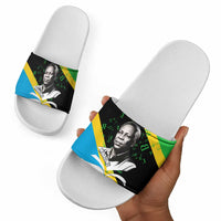 Julius Nyerere Slide Sandals Education is a Way of Fighting Poverty Quote and Tanzanian Flag Alphabet - Wonder Print Shop