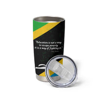 Julius Nyerere Tumbler Cup Education is a Way of Fighting Poverty Quote and Tanzanian Flag Alphabet - Wonder Print Shop