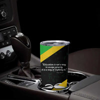Julius Nyerere Tumbler Cup Education is a Way of Fighting Poverty Quote and Tanzanian Flag Alphabet - Wonder Print Shop