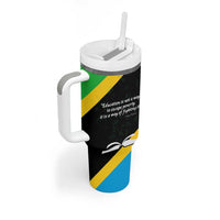 Julius Nyerere Tumbler With Handle Education is a Way of Fighting Poverty Quote and Tanzanian Flag Alphabet - Wonder Print Shop