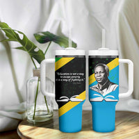 Julius Nyerere Tumbler With Handle Education is a Way of Fighting Poverty Quote and Tanzanian Flag Alphabet - Wonder Print Shop