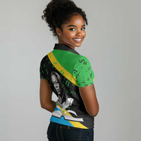 Julius Nyerere Women Polo Shirt Education is a Way of Fighting Poverty Quote and Tanzanian Flag Alphabet - Wonder Print Shop