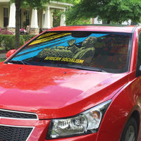 Julius Nyerere Auto Sun Shade Ujamaa African Socialism Text and Bold Striped Pattern - Wonder Print Shop