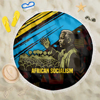 Julius Nyerere Beach Blanket Ujamaa African Socialism Text and Bold Striped Pattern - Wonder Print Shop