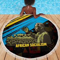 Julius Nyerere Beach Blanket Ujamaa African Socialism Text and Bold Striped Pattern - Wonder Print Shop