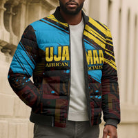 Julius Nyerere Bomber Puffer Jacket Ujamaa African Socialism Text and Bold Striped Pattern - Wonder Print Shop