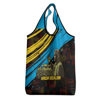 Julius Nyerere Grocery Bag Ujamaa African Socialism Text and Bold Striped Pattern - Wonder Print Shop