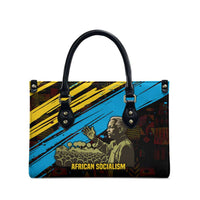 Julius Nyerere Leather Bag Ujamaa African Socialism Text and Bold Striped Pattern - Wonder Print Shop