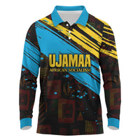 Julius Nyerere Long Sleeve Polo Shirt Ujamaa African Socialism Text and Bold Striped Pattern - Wonder Print Shop