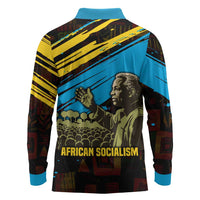 Julius Nyerere Long Sleeve Polo Shirt Ujamaa African Socialism Text and Bold Striped Pattern - Wonder Print Shop