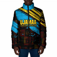 Julius Nyerere Padded Jacket Ujamaa African Socialism Text and Bold Striped Pattern - Wonder Print Shop