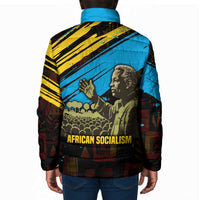 Julius Nyerere Padded Jacket Ujamaa African Socialism Text and Bold Striped Pattern - Wonder Print Shop