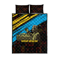 Julius Nyerere Quilt Bed Set Ujamaa African Socialism Text and Bold Striped Pattern - Wonder Print Shop
