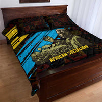 Julius Nyerere Quilt Bed Set Ujamaa African Socialism Text and Bold Striped Pattern - Wonder Print Shop