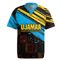 Julius Nyerere Rugby Jersey Ujamaa African Socialism Text and Bold Striped Pattern - Wonder Print Shop
