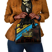 Julius Nyerere Shoulder Handbag Ujamaa African Socialism Text and Bold Striped Pattern - Wonder Print Shop