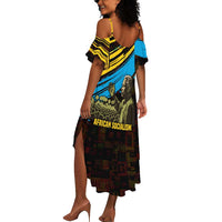 Julius Nyerere Summer Maxi Dress Ujamaa African Socialism Text and Bold Striped Pattern - Wonder Print Shop