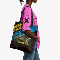 Julius Nyerere Tote Bag Ujamaa African Socialism Text and Bold Striped Pattern - Wonder Print Shop