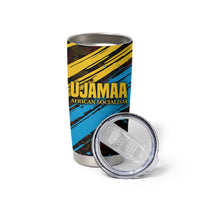 Julius Nyerere Tumbler Cup Ujamaa African Socialism Text and Bold Striped Pattern - Wonder Print Shop