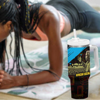 Julius Nyerere Tumbler With Handle Ujamaa African Socialism Text and Bold Striped Pattern - Wonder Print Shop