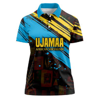 Julius Nyerere Women Polo Shirt Ujamaa African Socialism Text and Bold Striped Pattern - Wonder Print Shop