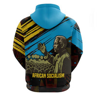 Julius Nyerere Zip Hoodie Ujamaa African Socialism Text and Bold Striped Pattern - Wonder Print Shop