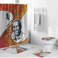 Julius Nyerere Bathroom Set with Smiling Portrait, Tribal Pattern and Simplicity is Power Quote - Wonder Print Shop