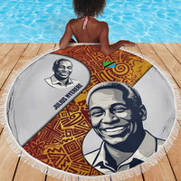 Julius Nyerere Beach Blanket with Smiling Portrait, Tribal Pattern and Simplicity is Power Quote - Wonder Print Shop