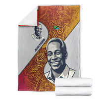 Julius Nyerere Blanket with Smiling Portrait, Tribal Pattern and Simplicity is Power Quote - Wonder Print Shop