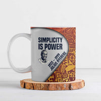 Julius Nyerere Ceramic Mug with Smiling Portrait, Tribal Pattern and Simplicity is Power Quote - Wonder Print Shop