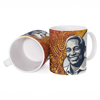Julius Nyerere Ceramic Mug with Smiling Portrait, Tribal Pattern and Simplicity is Power Quote - Wonder Print Shop