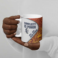 Julius Nyerere Ceramic Mug with Smiling Portrait, Tribal Pattern and Simplicity is Power Quote - Wonder Print Shop