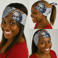Julius Nyerere Neck Gaiter with Smiling Portrait, Tribal Pattern and Simplicity is Power Quote - Wonder Print Shop