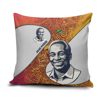 Julius Nyerere Pillow Cover with Smiling Portrait, Tribal Pattern and Simplicity is Power Quote - Wonder Print Shop