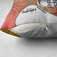 Julius Nyerere Pillow Cover with Smiling Portrait, Tribal Pattern and Simplicity is Power Quote - Wonder Print Shop