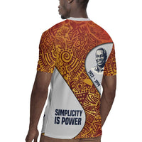 Julius Nyerere Rugby Jersey with Smiling Portrait, Tribal Pattern and Simplicity is Power Quote - Wonder Print Shop