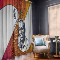 Julius Nyerere Window Curtain with Smiling Portrait, Tribal Pattern and Simplicity is Power Quote - Wonder Print Shop