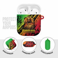 Sundiata Keita AirPods Case with Regal Portrait, Lion of Mali Title and Bold Tribal Brushstroke Pattern - Wonder Print Shop