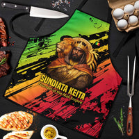 Sundiata Keita Apron with Regal Portrait, Lion of Mali Title and Bold Tribal Brushstroke Pattern - Wonder Print Shop