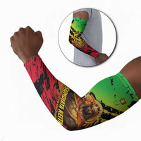 Sundiata Keita Arm Sleeves with Regal Portrait, Lion of Mali Title and Bold Tribal Brushstroke Pattern - Wonder Print Shop